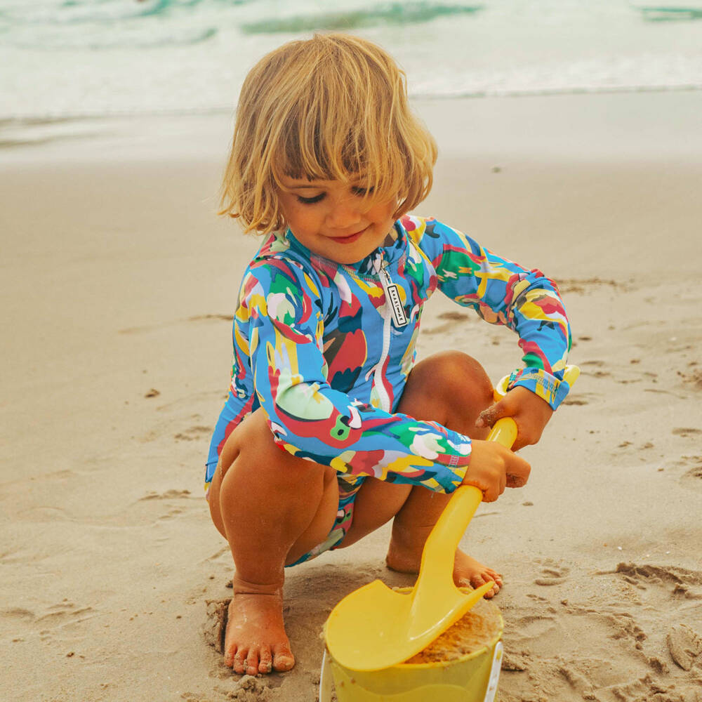 Roarsome-Girls Long-Sleeve Blue Parrot Swimsuit | Childrensalon Outlet