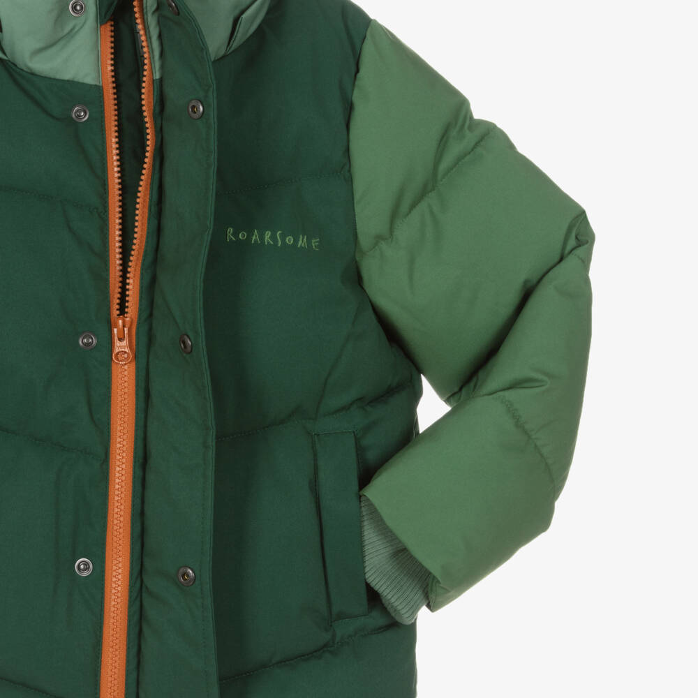 Roarsome-Green Colourblock Hooded Puffer Jacket | Childrensalon Outlet