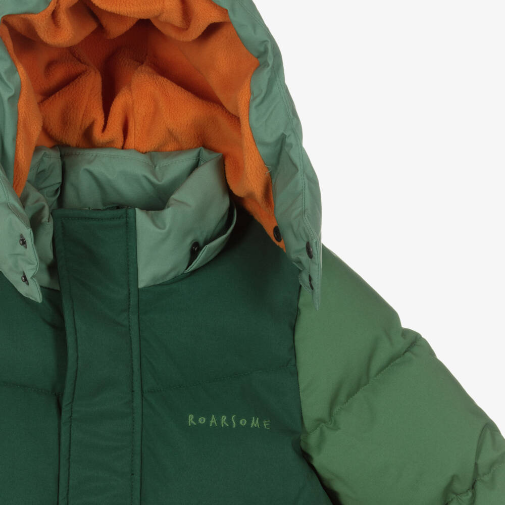 Roarsome-Green Colourblock Hooded Puffer Jacket | Childrensalon Outlet