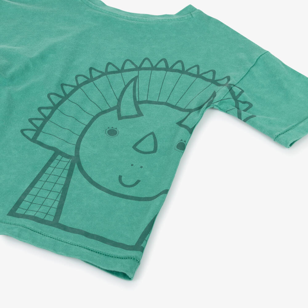 Roarsome-تي شيرت أطفال عضوي أخضر بطبعة ديناصور | Childrensalon Outlet
