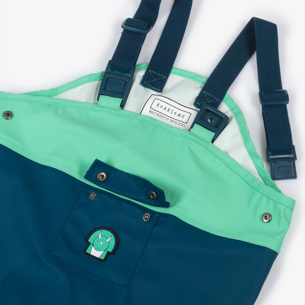 Roarsome-Green Spike The Dinosaur Rain Trousers | Childrensalon Outlet