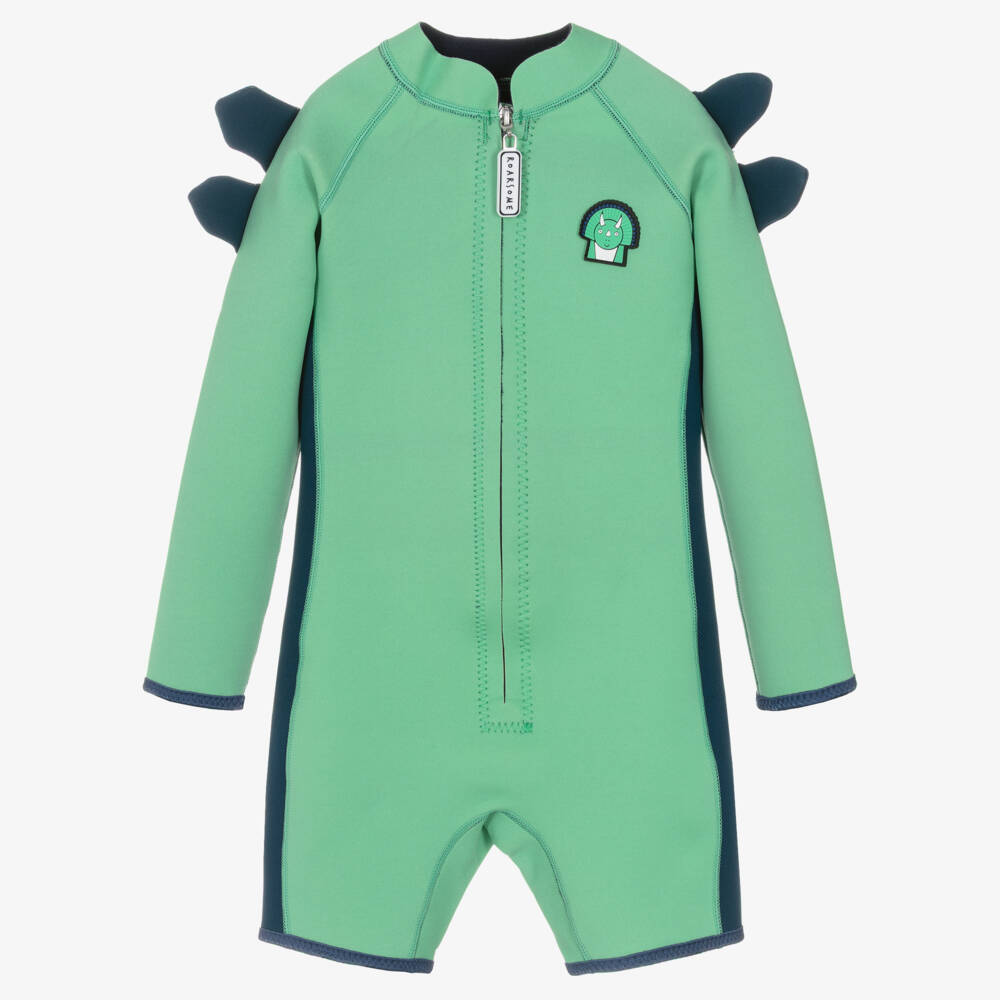 Roarsome-Green Spike The Dinosaur Short Wetsuit | Childrensalon Outlet