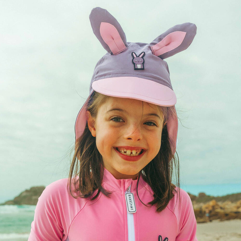 Roarsome-Grey Hop The Bunny Sun Cap | Childrensalon Outlet