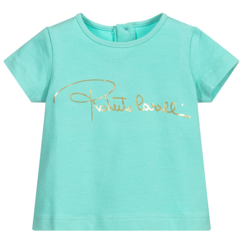 Roberto Cavalli - Aqua Green Logo T-Shirt | Childrensalon