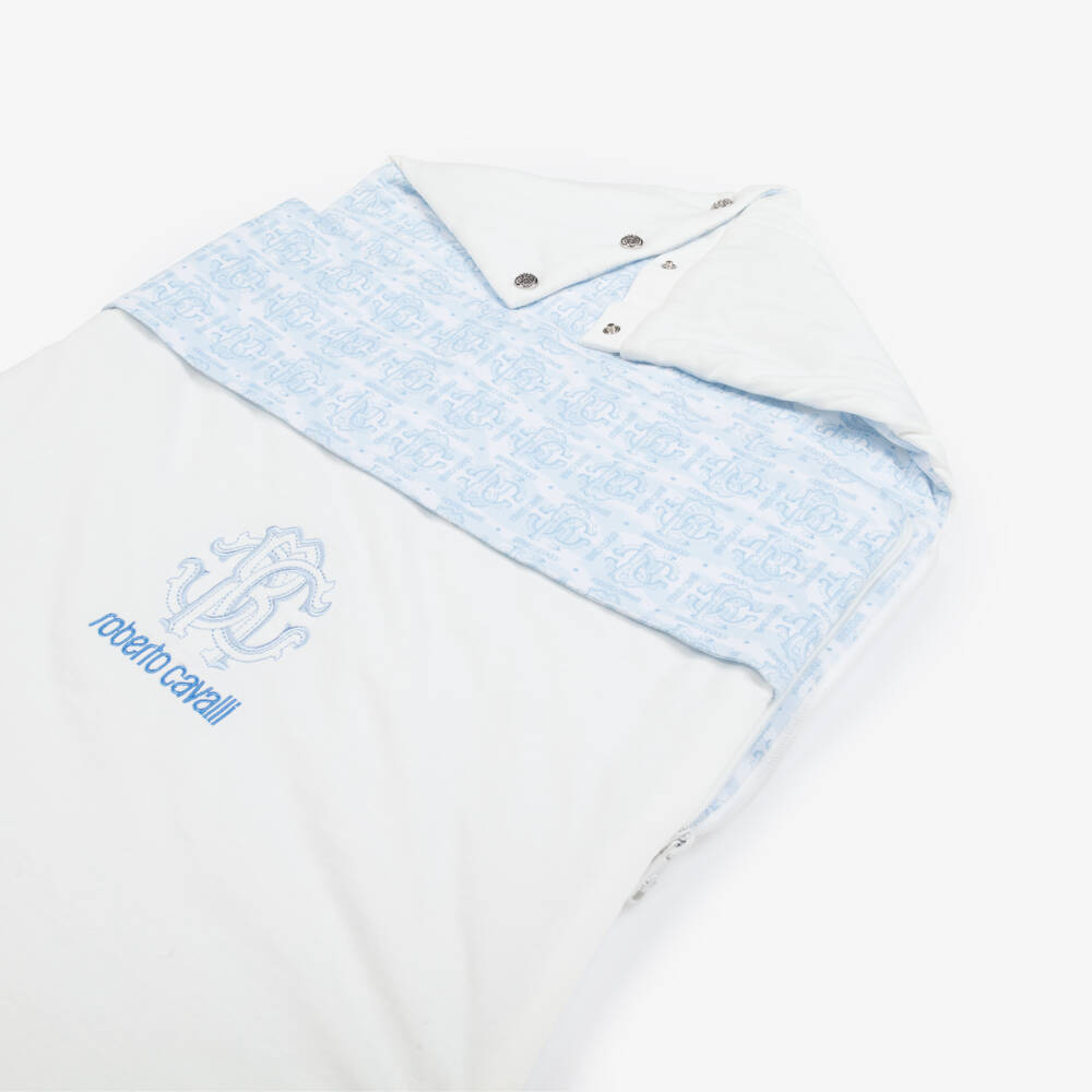 Roberto Cavalli-Baby Boys Blue & White Monogram Logo Nest (74cm) | Childrensalon Outlet