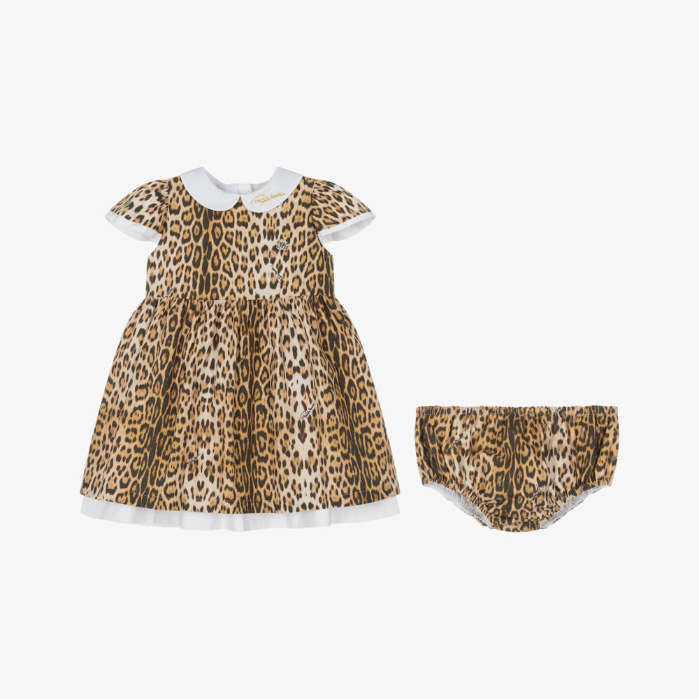 Roberto Cavalli-Baby Girls Brown Leopard Print Dress | Childrensalon Outlet