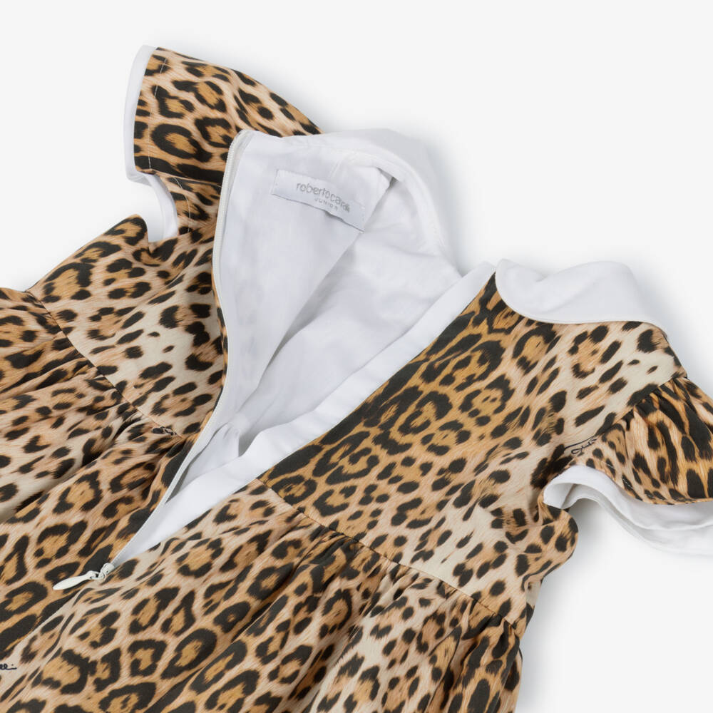 Roberto Cavalli-Baby Girls Brown Leopard Print Dress | Childrensalon Outlet