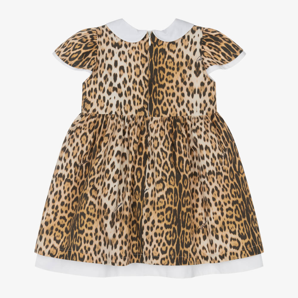 Roberto Cavalli-Baby Girls Brown Leopard Print Dress | Childrensalon Outlet