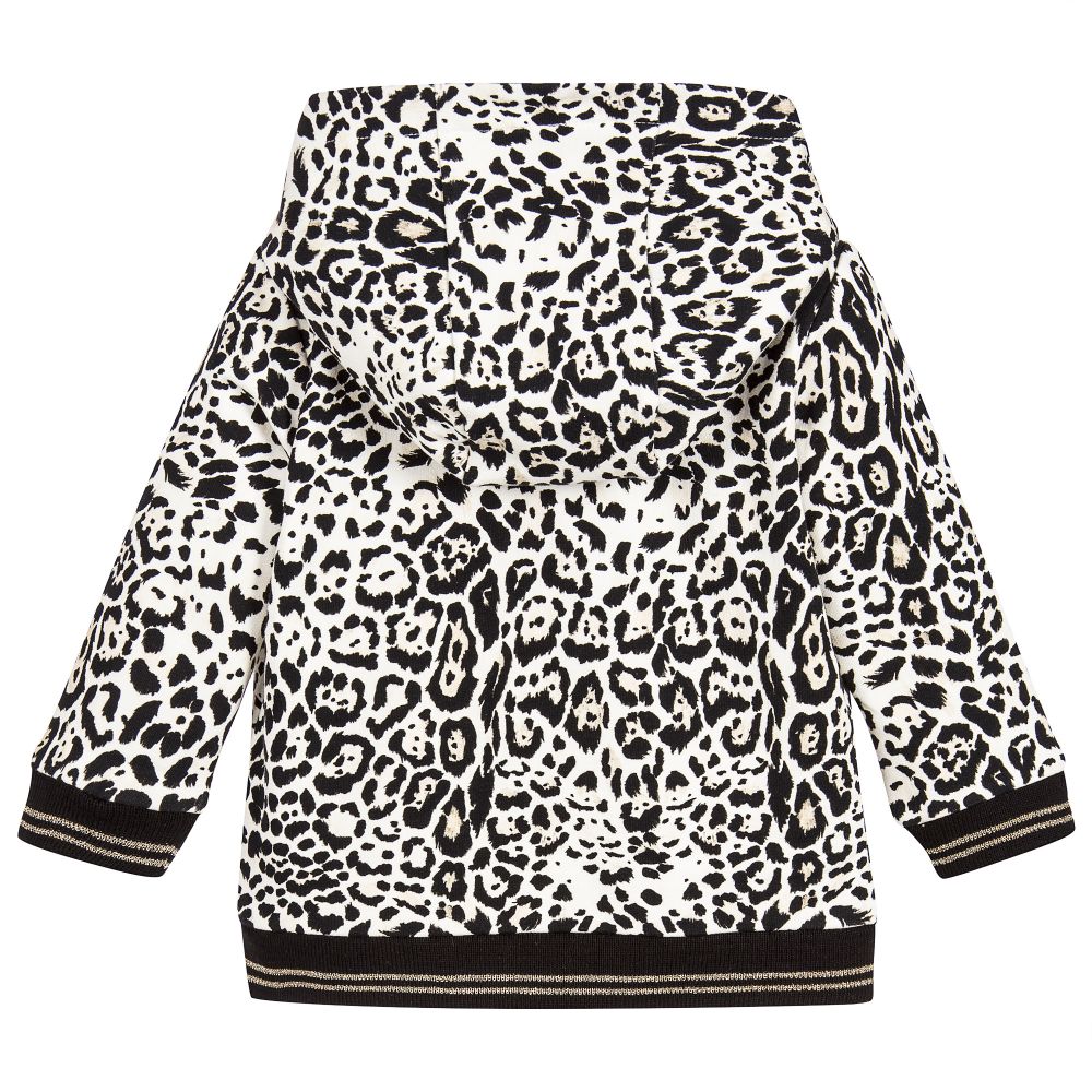 روبرتو كفالي -سترة هودي قطن بطبعة جلد الفهد للفتيات الرضيعات | Childrensalon Outlet