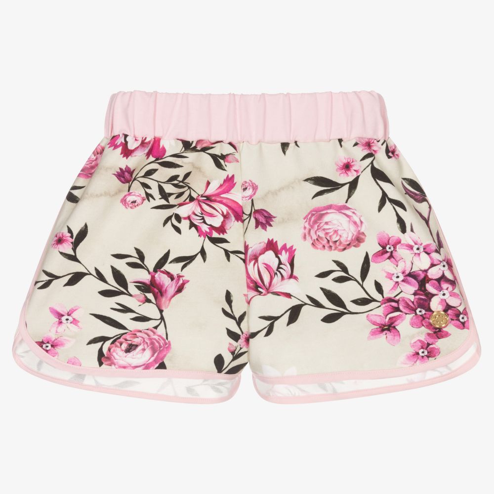 Roberto Cavalli - Short en coton beige à fleurs | Childrensalon