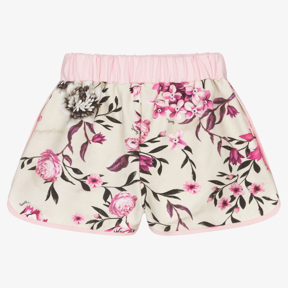 Roberto Cavalli-Beige Floral Cotton Shorts | Childrensalon Outlet