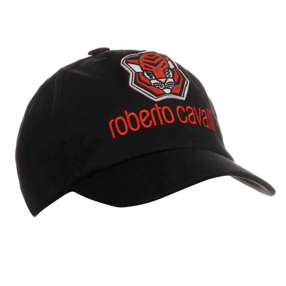 Roberto Cavalli - Black Cotton Logo Hat | Childrensalon