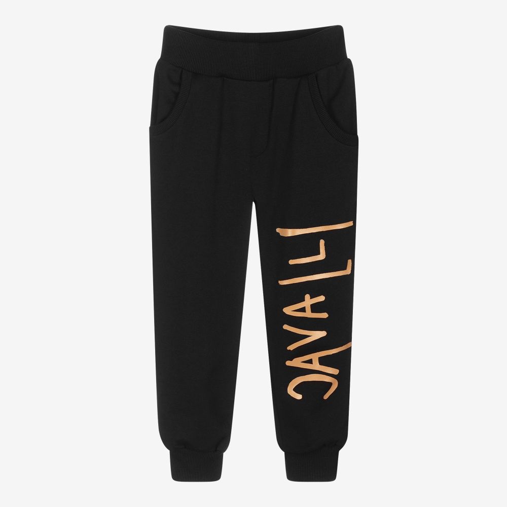 Roberto Cavalli - Black Cotton Logo Joggers | Childrensalon