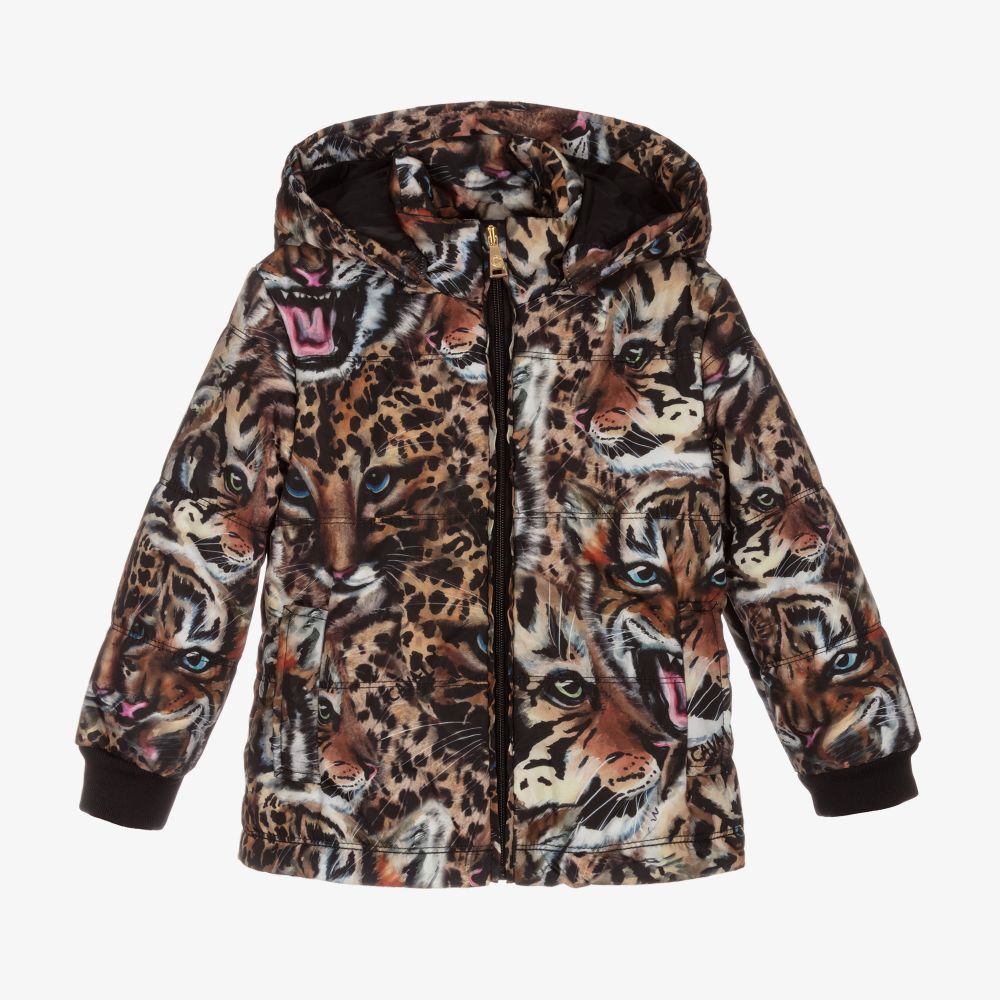 Roberto Cavalli - Black Leopard Puffer Jacket | Childrensalon