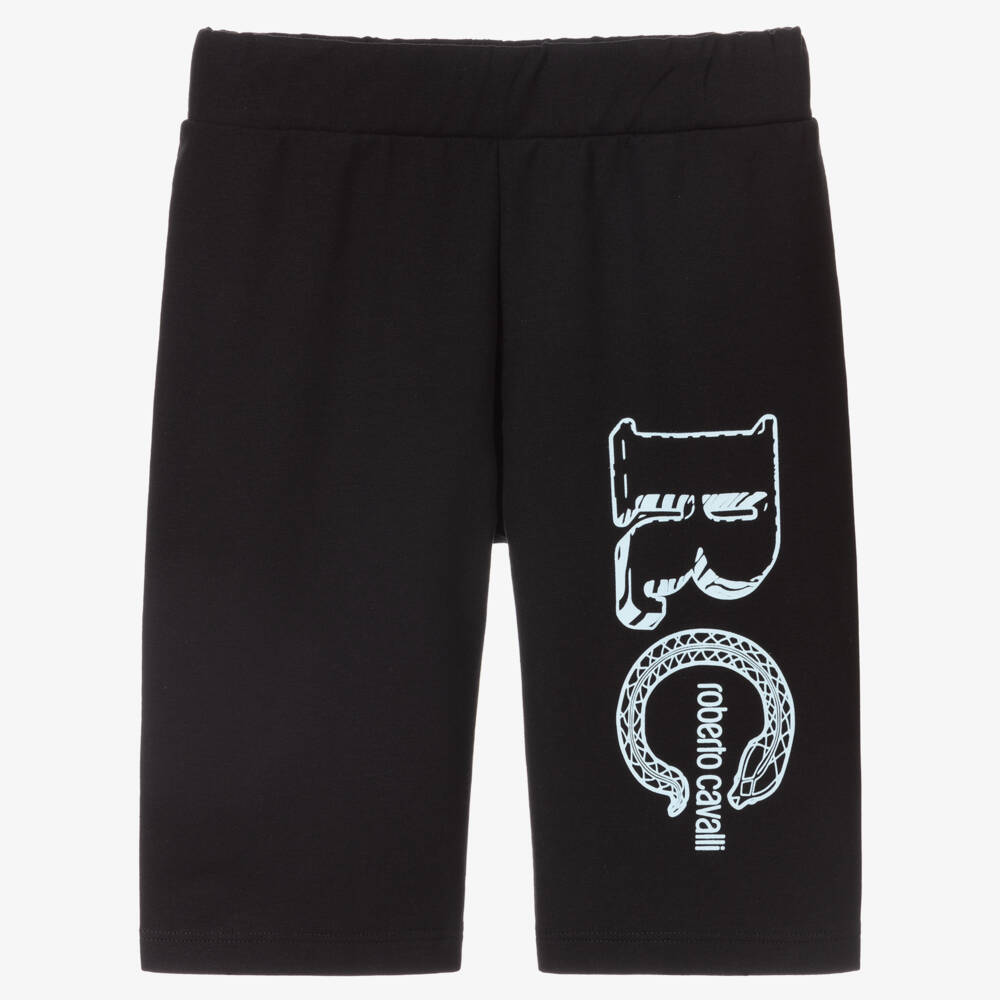Roberto Cavalli-Black Logo Jersey Shorts | Childrensalon Outlet