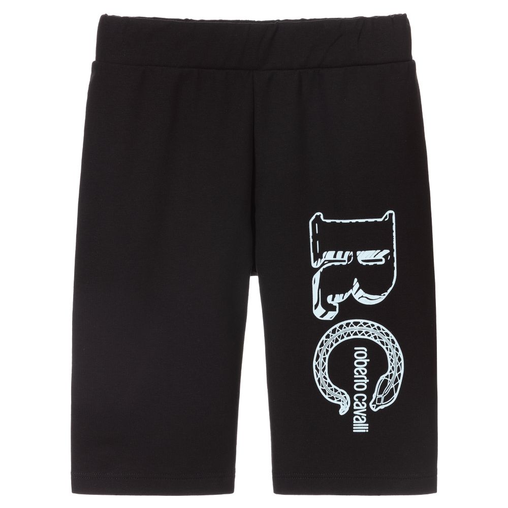 Roberto Cavalli - Black Logo Jersey Shorts | Childrensalon
