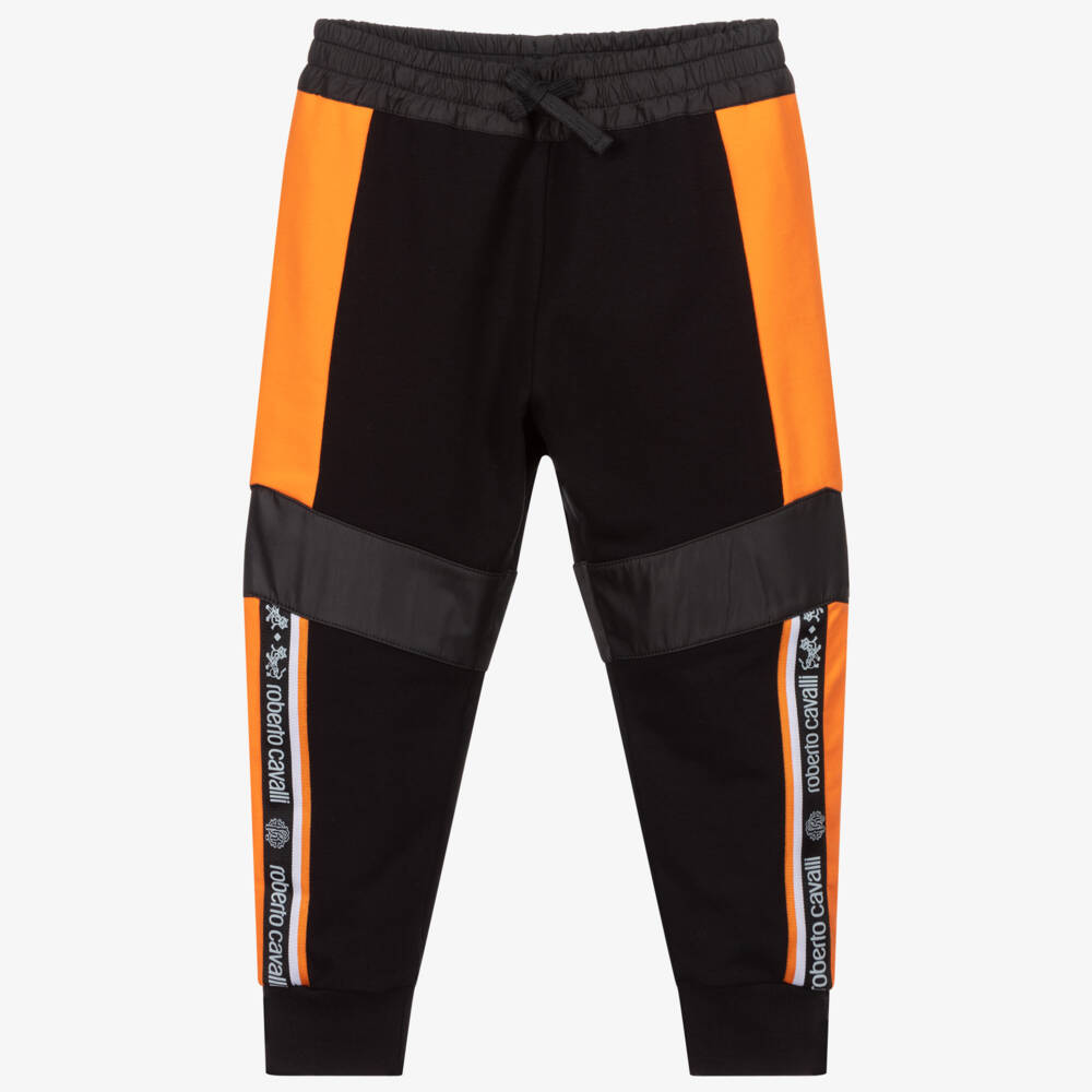 Roberto Cavalli-Black & Orange Cotton Joggers | Childrensalon Outlet
