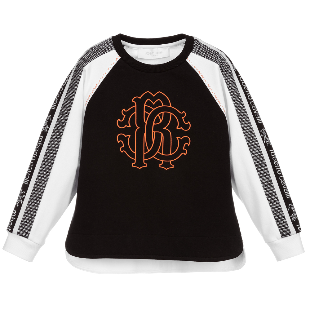 Roberto Cavalli - Black & White Logo Sweatshirt | Childrensalon
