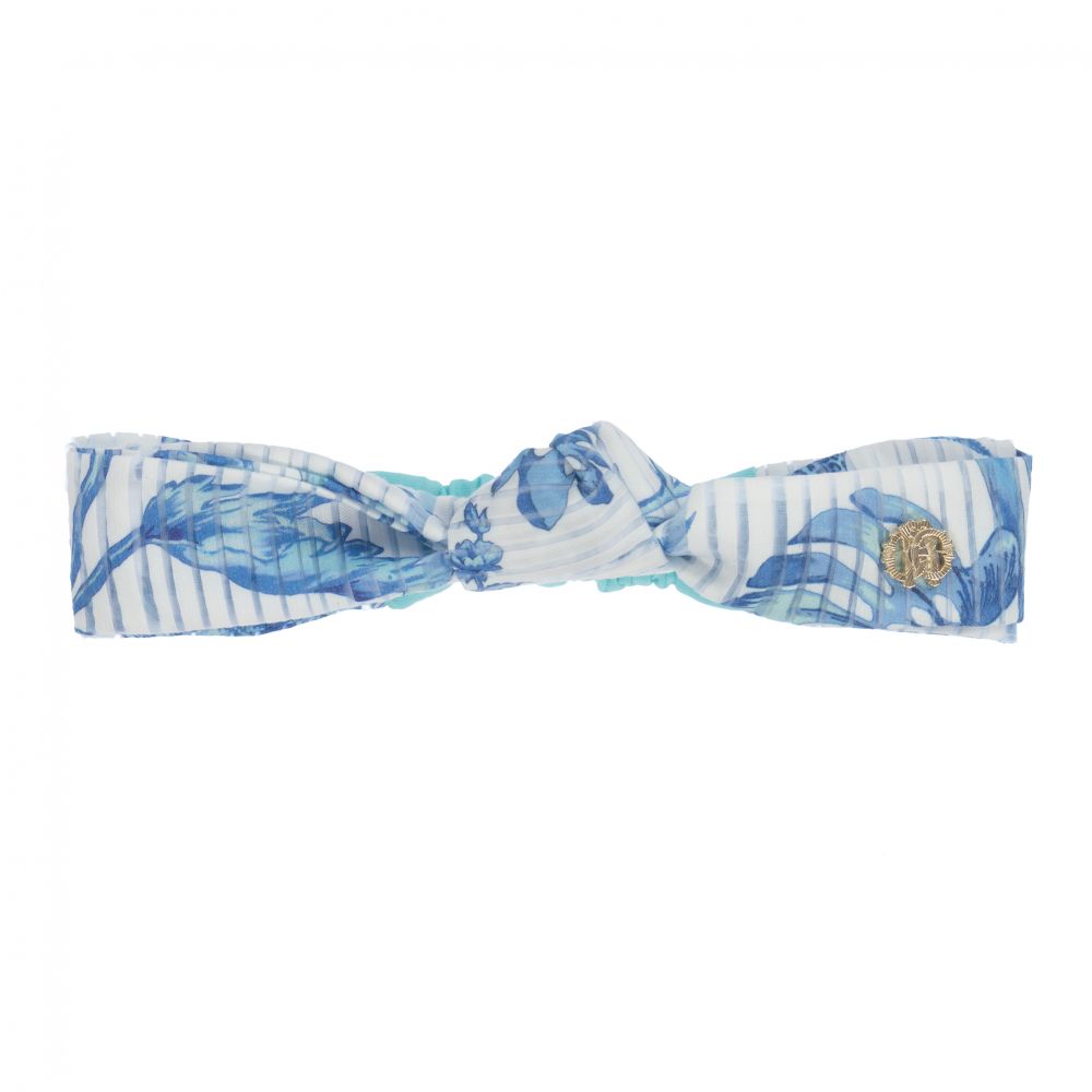 Roberto Cavalli - Blue Floral Logo Headband | Childrensalon