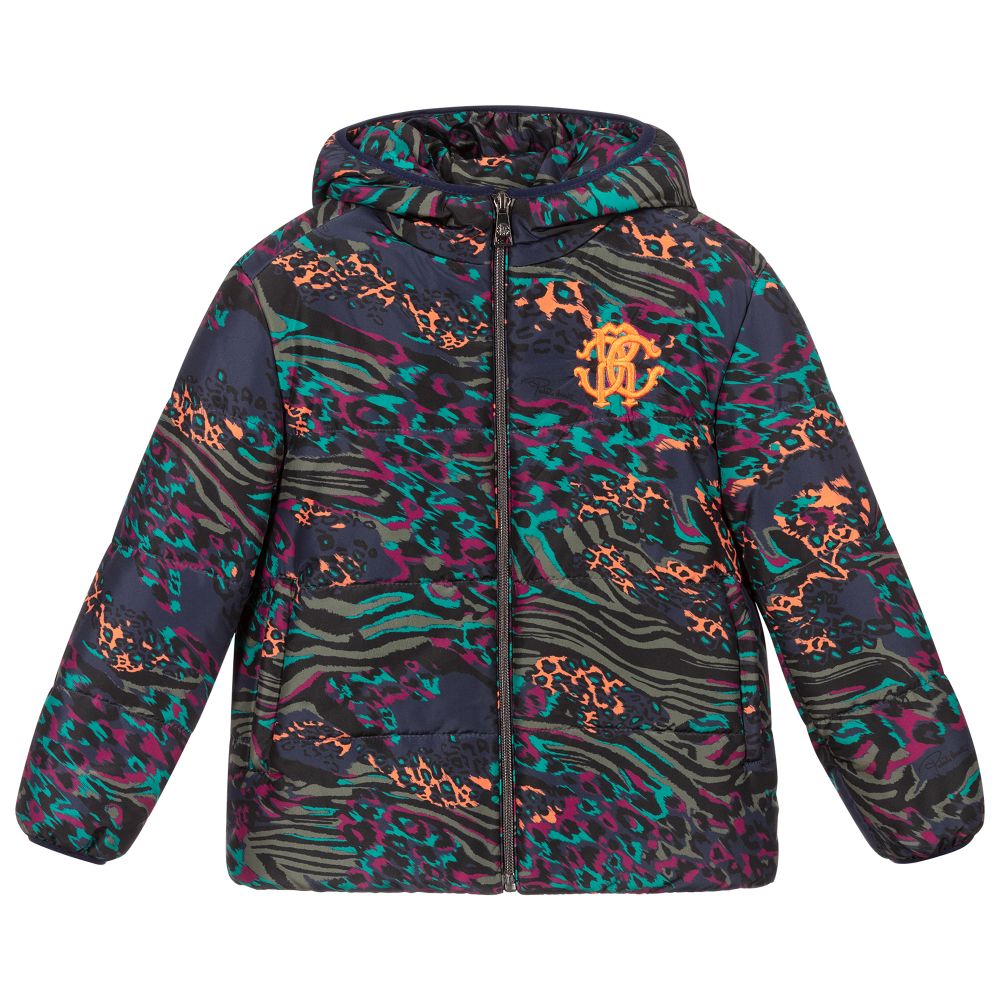 Roberto Cavalli-Blue Hooded Padded Jacket | Childrensalon Outlet
