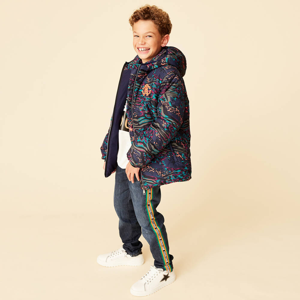 Roberto Cavalli-Blue Hooded Padded Jacket | Childrensalon Outlet
