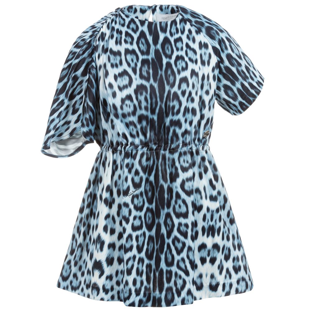 Roberto Cavalli-Blue Leopard Print Dress | Childrensalon Outlet