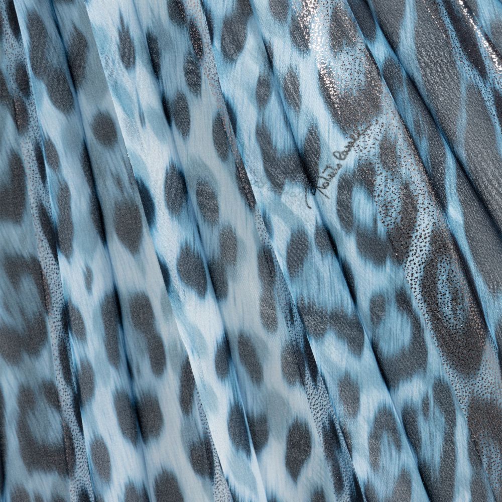 Blue pleated animal print skirt sales