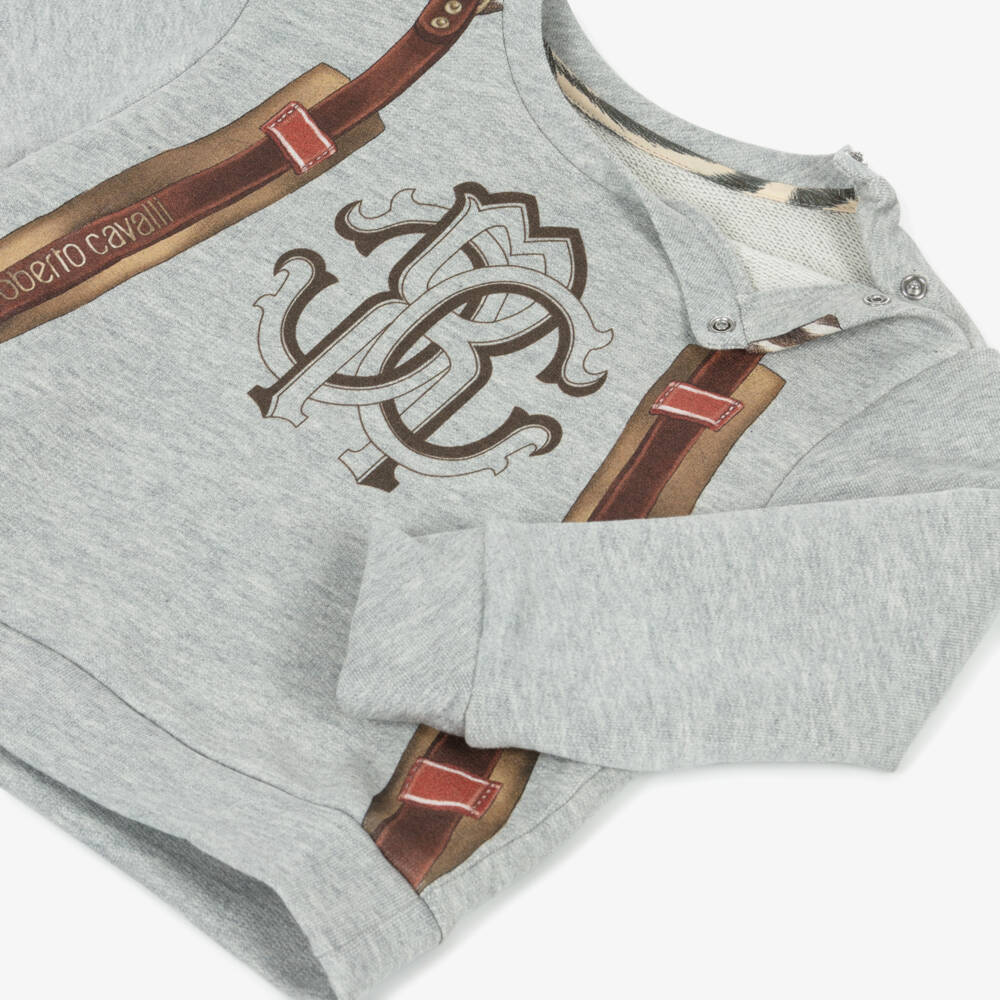 Roberto Cavalli-Boys Adventure Grey Cotton Pullover | Childrensalon Outlet