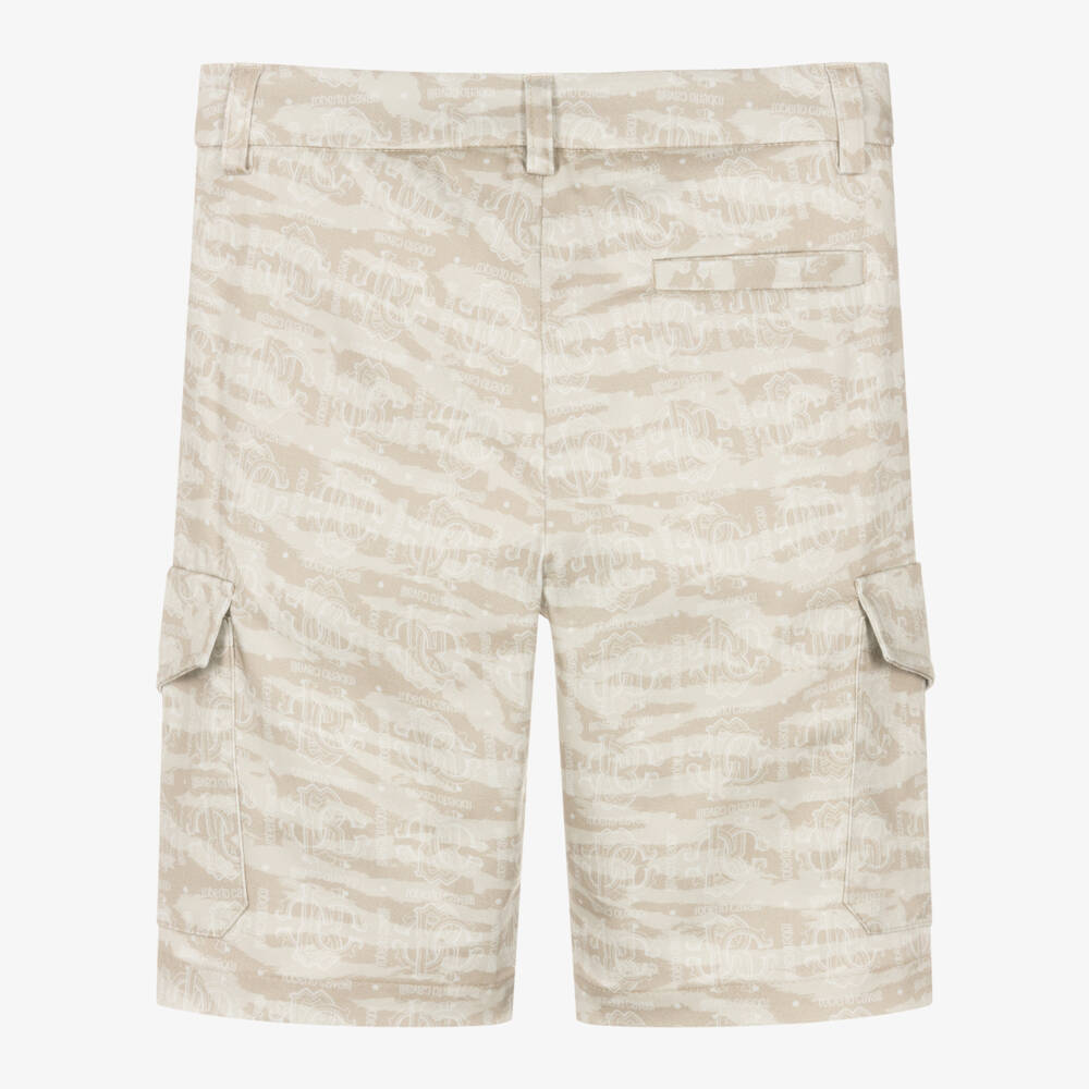 Roberto Cavalli-Boys Beige Signature Patterned Shorts | Childrensalon Outlet