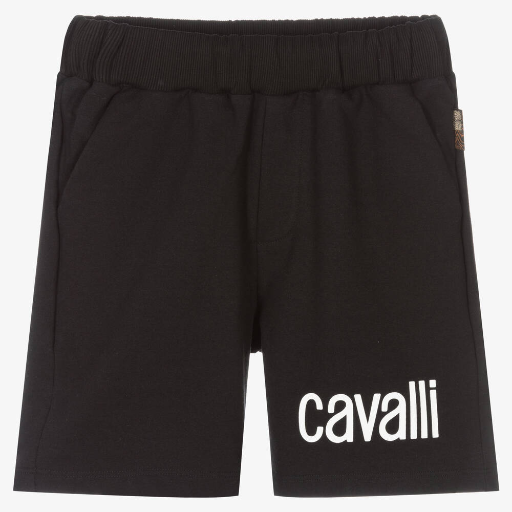 Roberto Cavalli - Boys Black Cotton Logo Shorts | Childrensalon