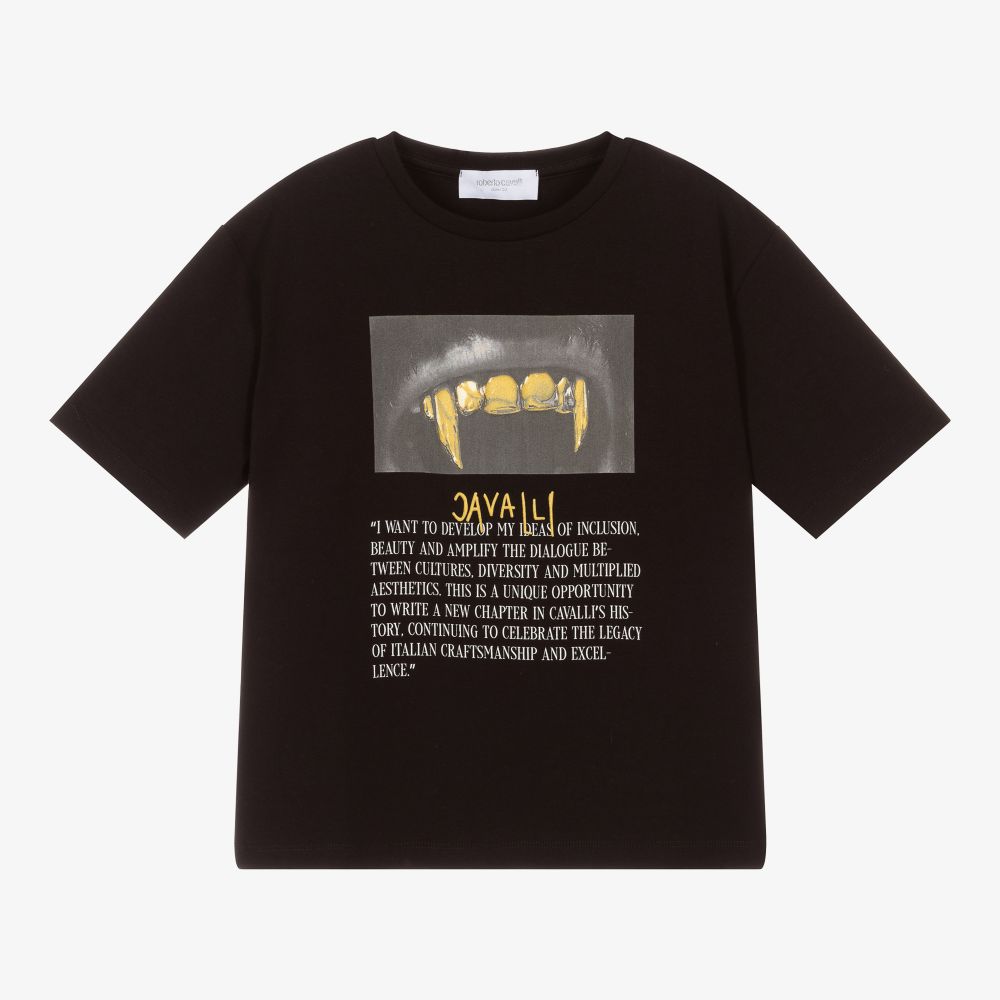 Roberto Cavalli - T-shirt noir en coton Garçon | Childrensalon