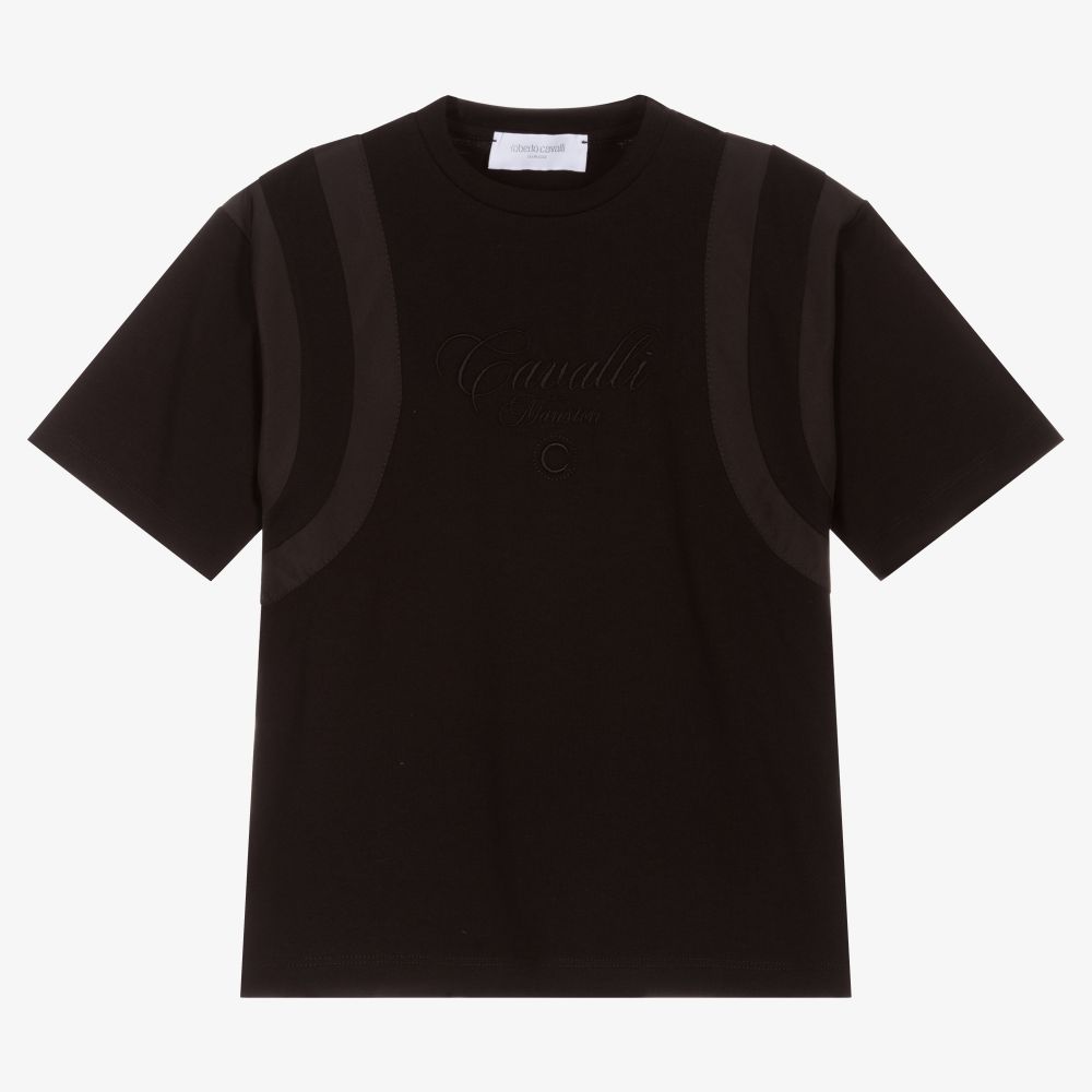 Roberto Cavalli - Boys Black Cotton T-Shirt | Childrensalon