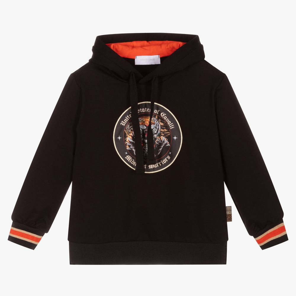 Roberto Cavalli - Sweat à capuche noir Tigre Garçon | Childrensalon