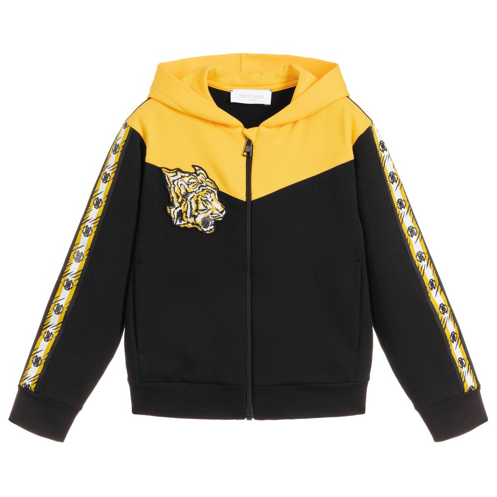 Roberto Cavalli - Boys Black & Yellow Zip-Up Top | Childrensalon