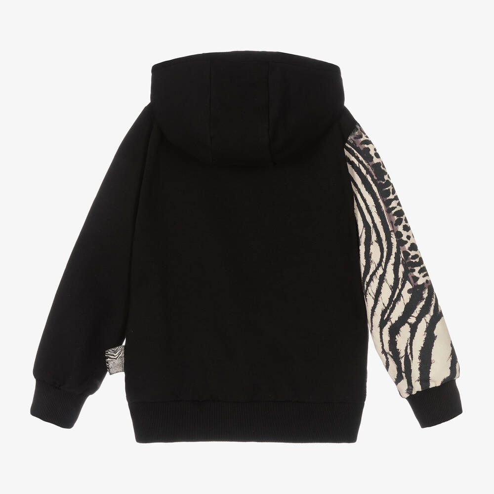 Roberto Cavalli Boys Black ZipUp Hoodie Childrensalon Outlet