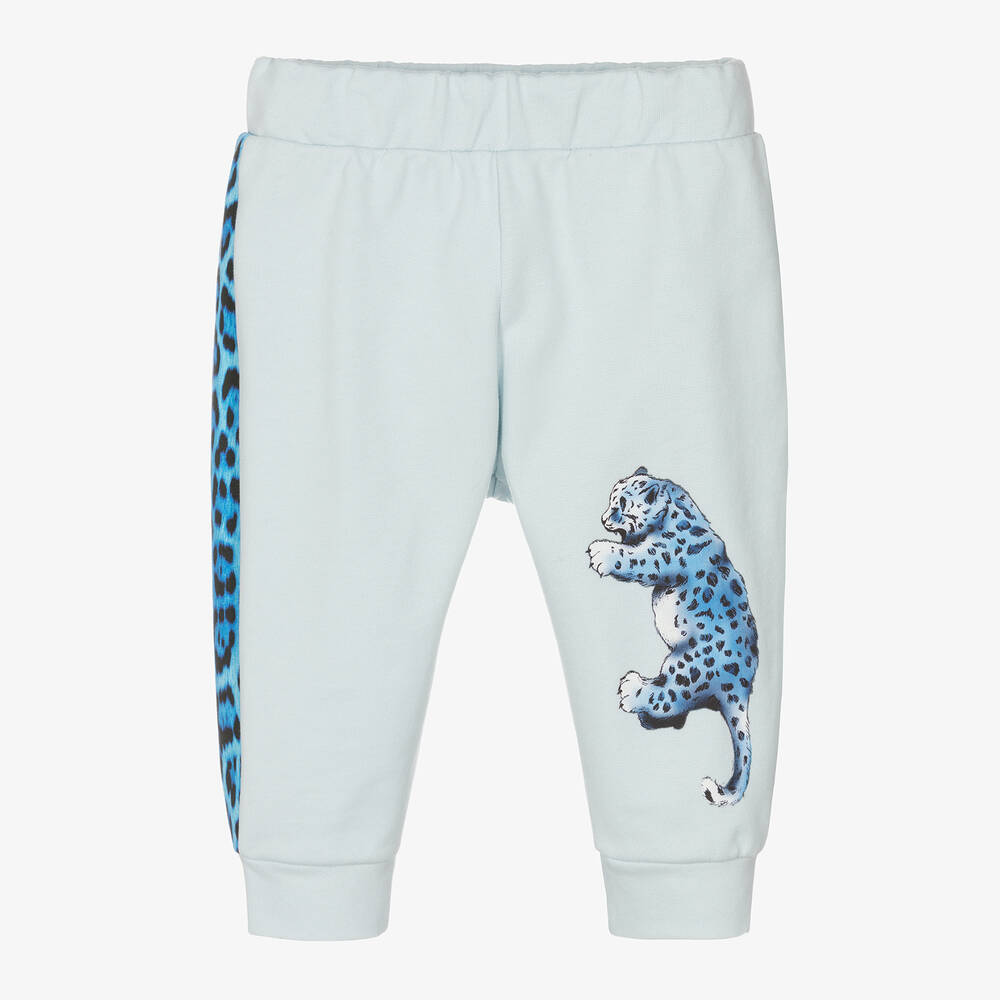 Roberto Cavalli-Boys Blue Jaguar Print Cotton Joggers | Childrensalon Outlet