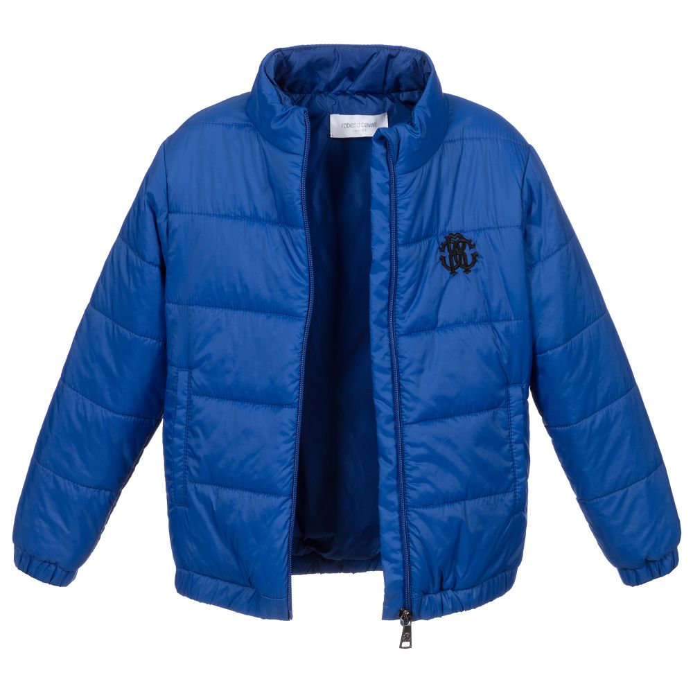 Roberto Cavalli - Boys Blue Logo Puffer Jacket | Childrensalon Outlet