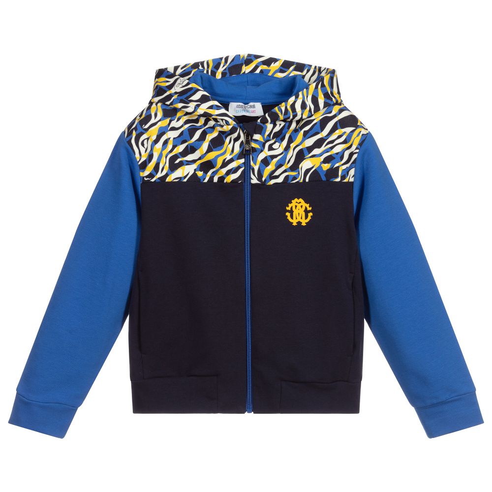 Boys Blue Logo Zip Up Hoodie