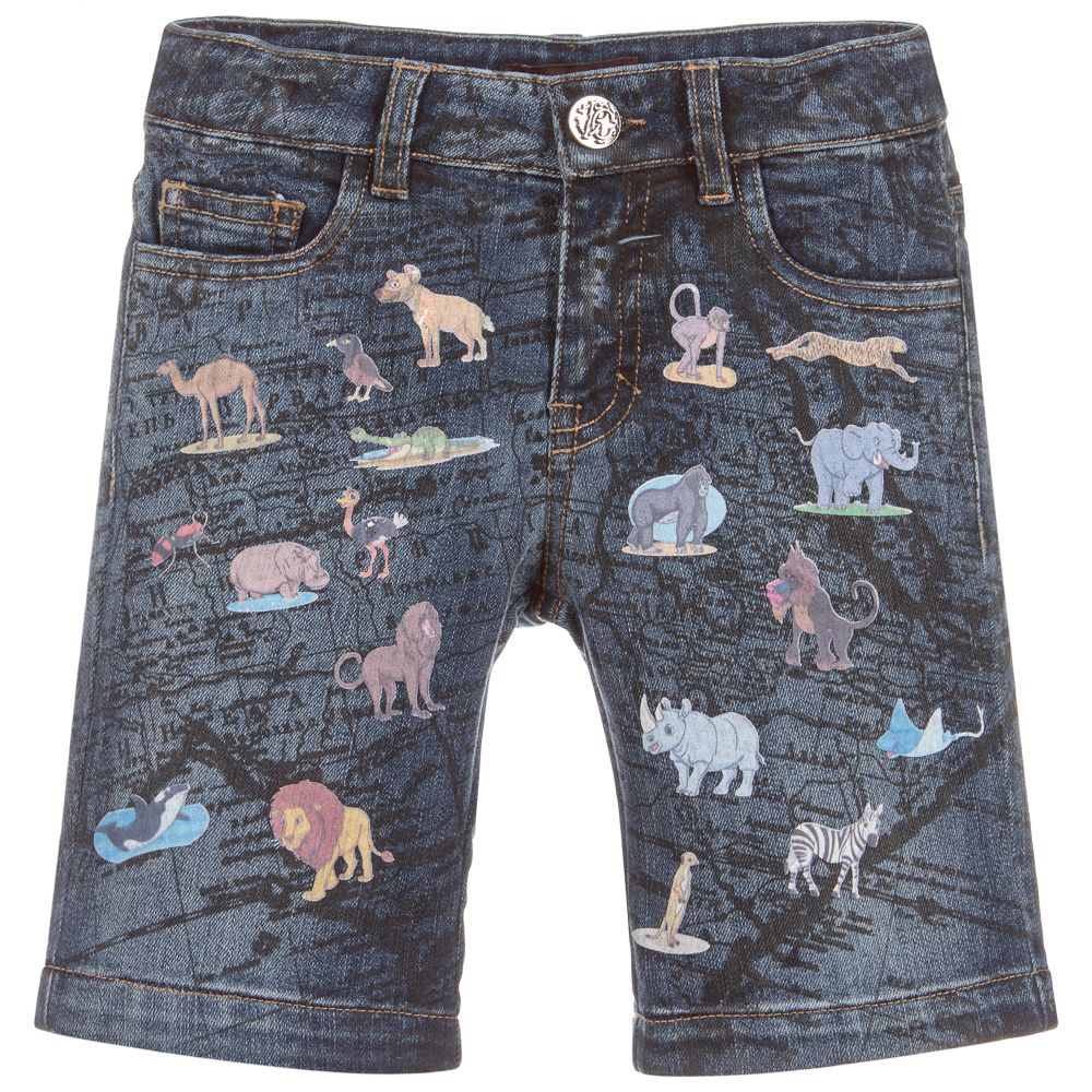 Roberto Cavalli - Boys Cotton Denim Shorts | Childrensalon