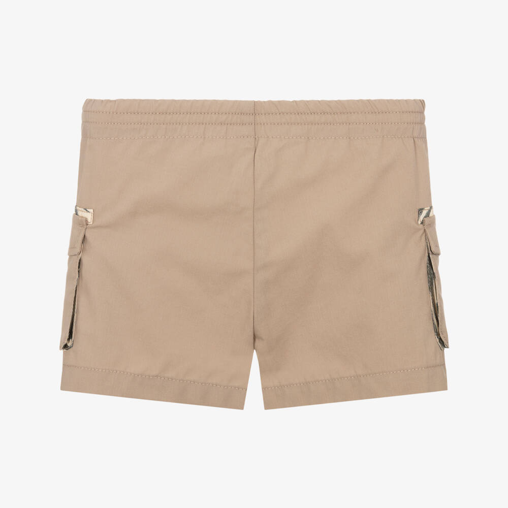 Roberto Cavalli-Boys Cotton Tan Shorts with Wild Print Accents | Childrensalon Outlet