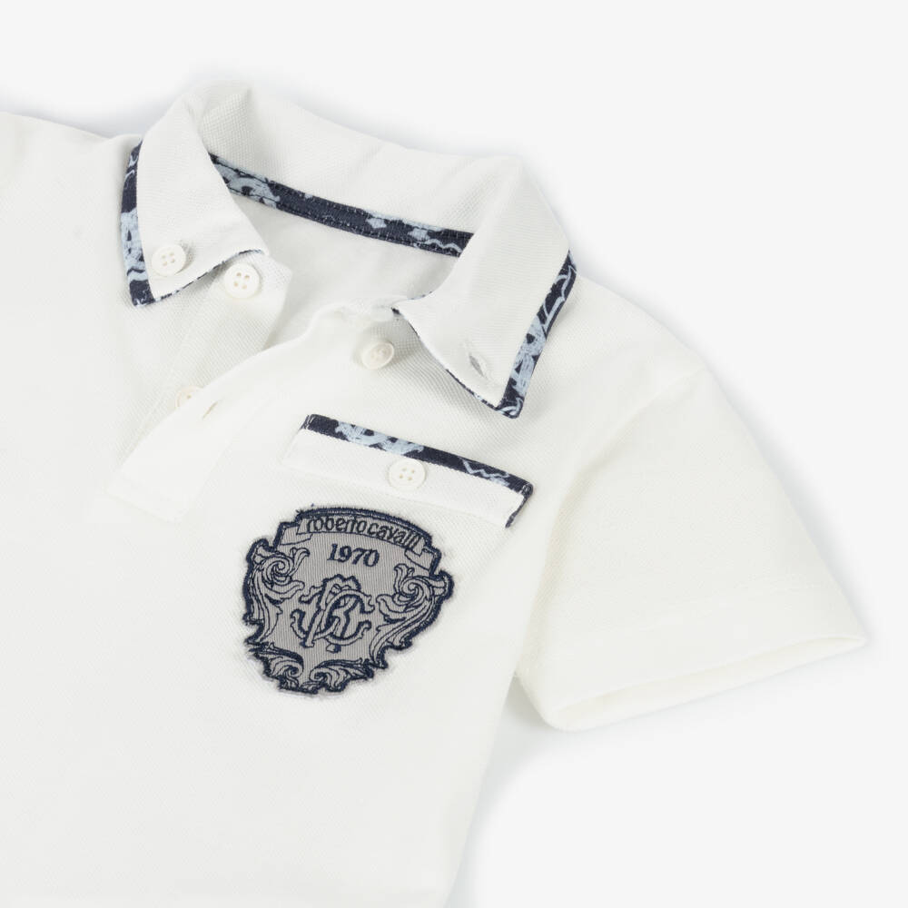Roberto Cavalli-Boys Cotton White Polo Top | Childrensalon Outlet