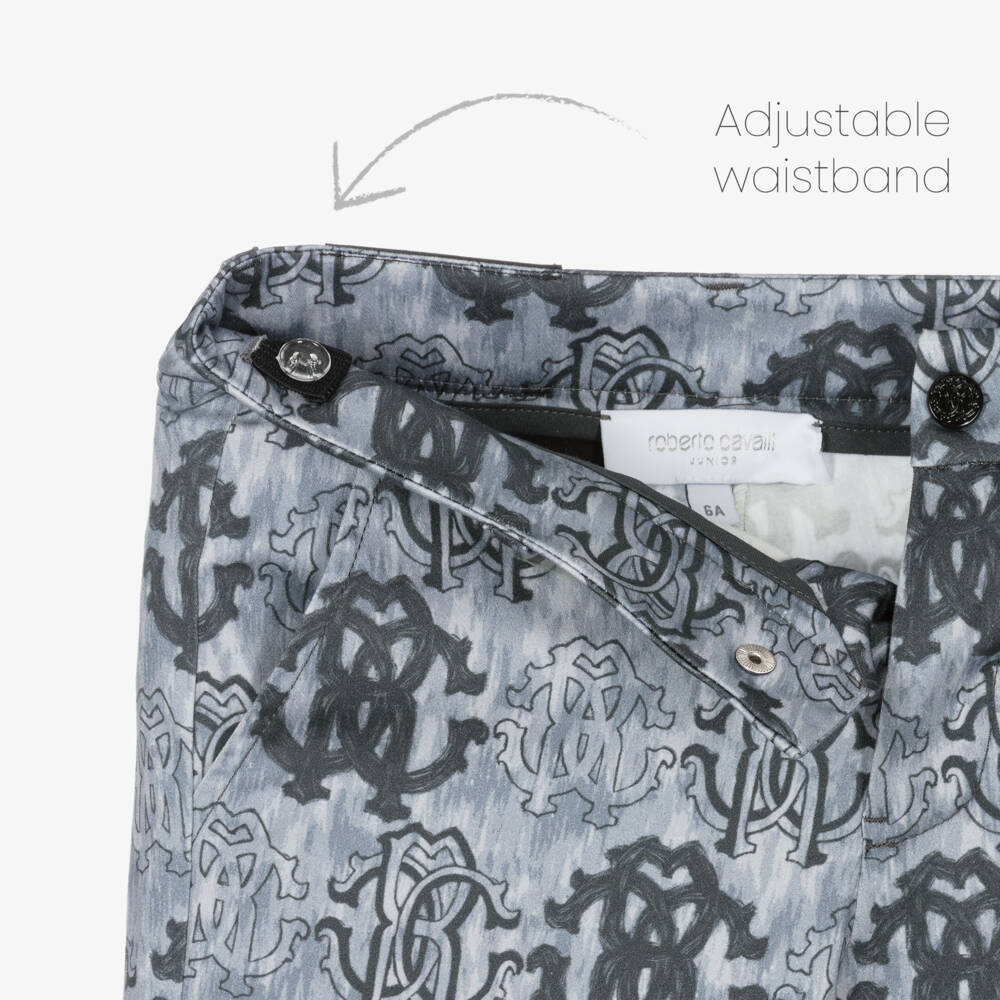 Roberto Cavalli-Boys Grey-Blue Monogram Cargo Shorts | Childrensalon Outlet