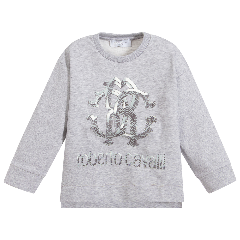 Roberto Cavalli - Boys Grey Cotton Sweatshirt | Childrensalon