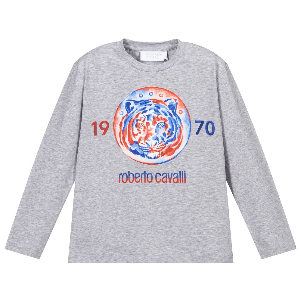 Roberto Cavalli-Boys Grey Cotton Top | Childrensalon Outlet