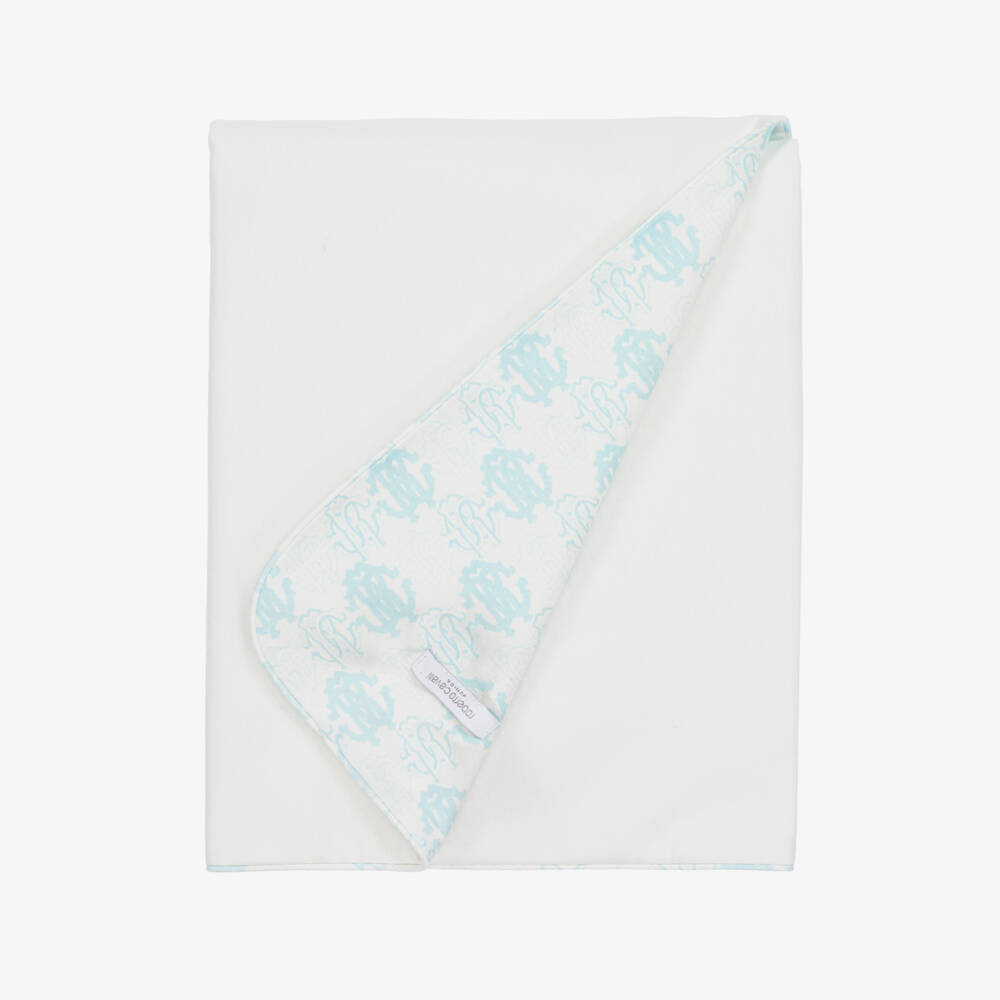 Roberto Cavalli-Boys Ivory & Blue Cotton Blanket | Childrensalon Outlet