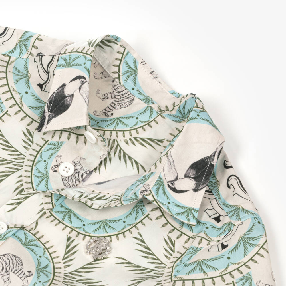 Roberto Cavalli-قميص مغامرة الأدغال العاجي للأولاد | Childrensalon Outlet