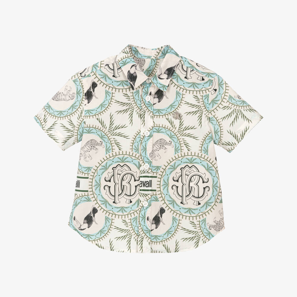 Roberto Cavalli-Boys Ivory Jungle Adventure Shirt | Childrensalon Outlet