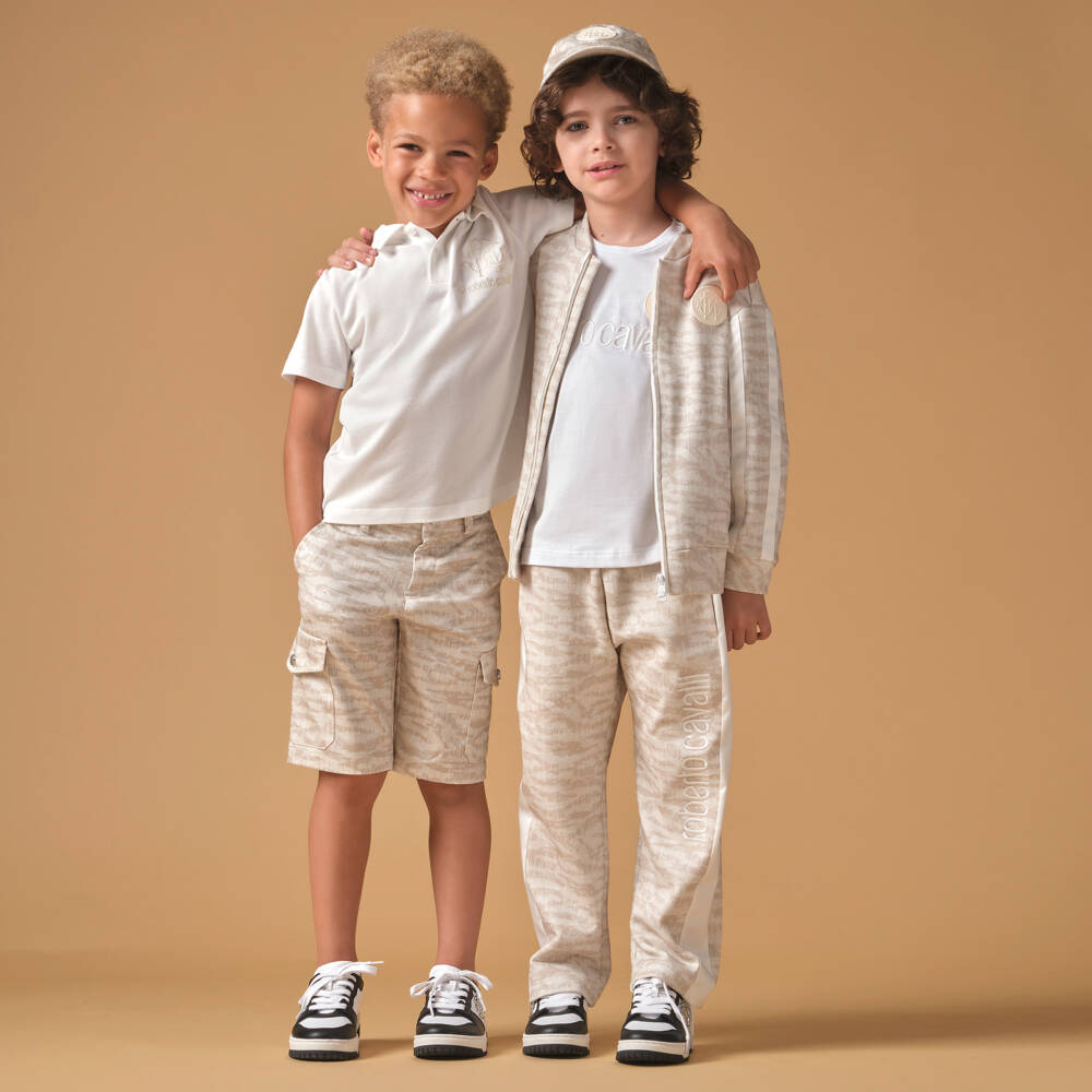 Roberto Cavalli-Boys Ivory Logo Cotton Polo | Childrensalon Outlet