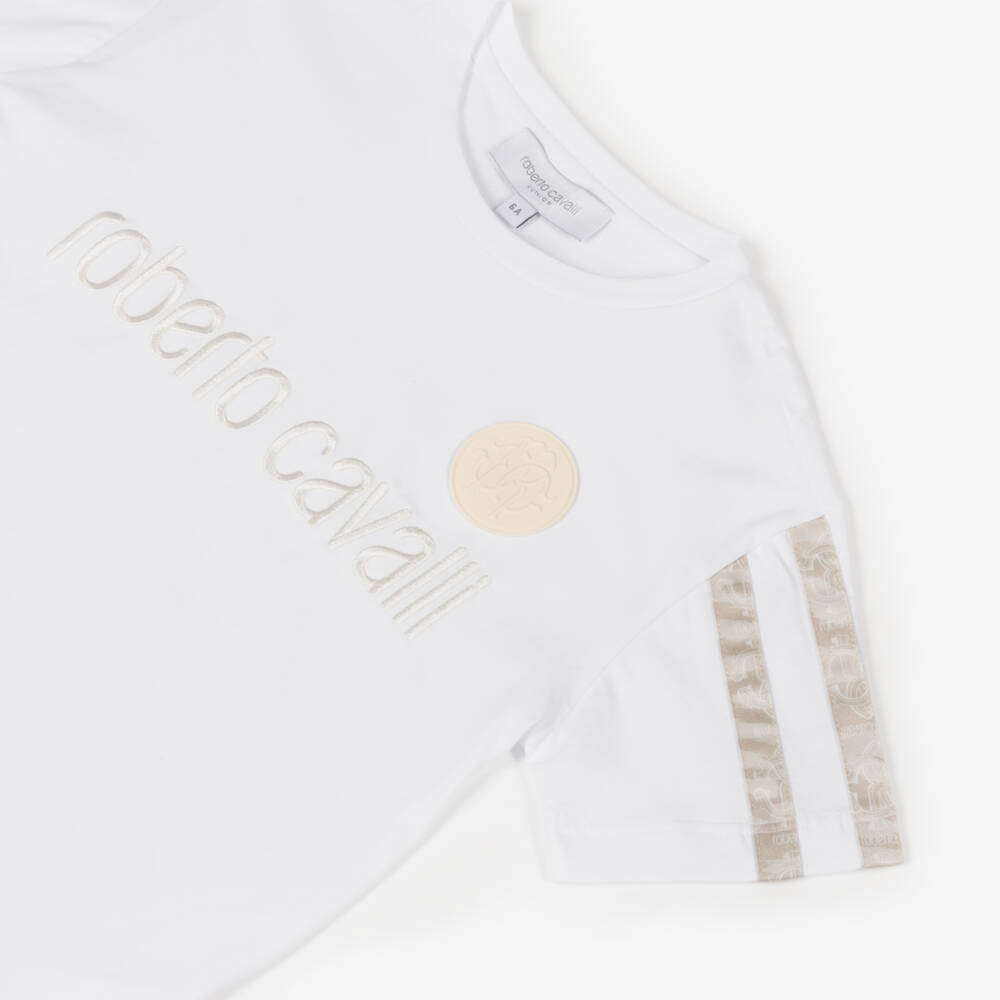 Roberto Cavalli-Boys Ivory Logo Cotton Tee | Childrensalon Outlet