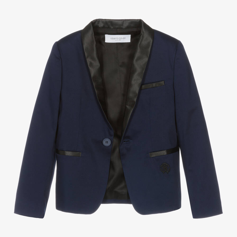 Roberto Cavalli-Boys Navy Blue Cotton Blazer | Childrensalon Outlet